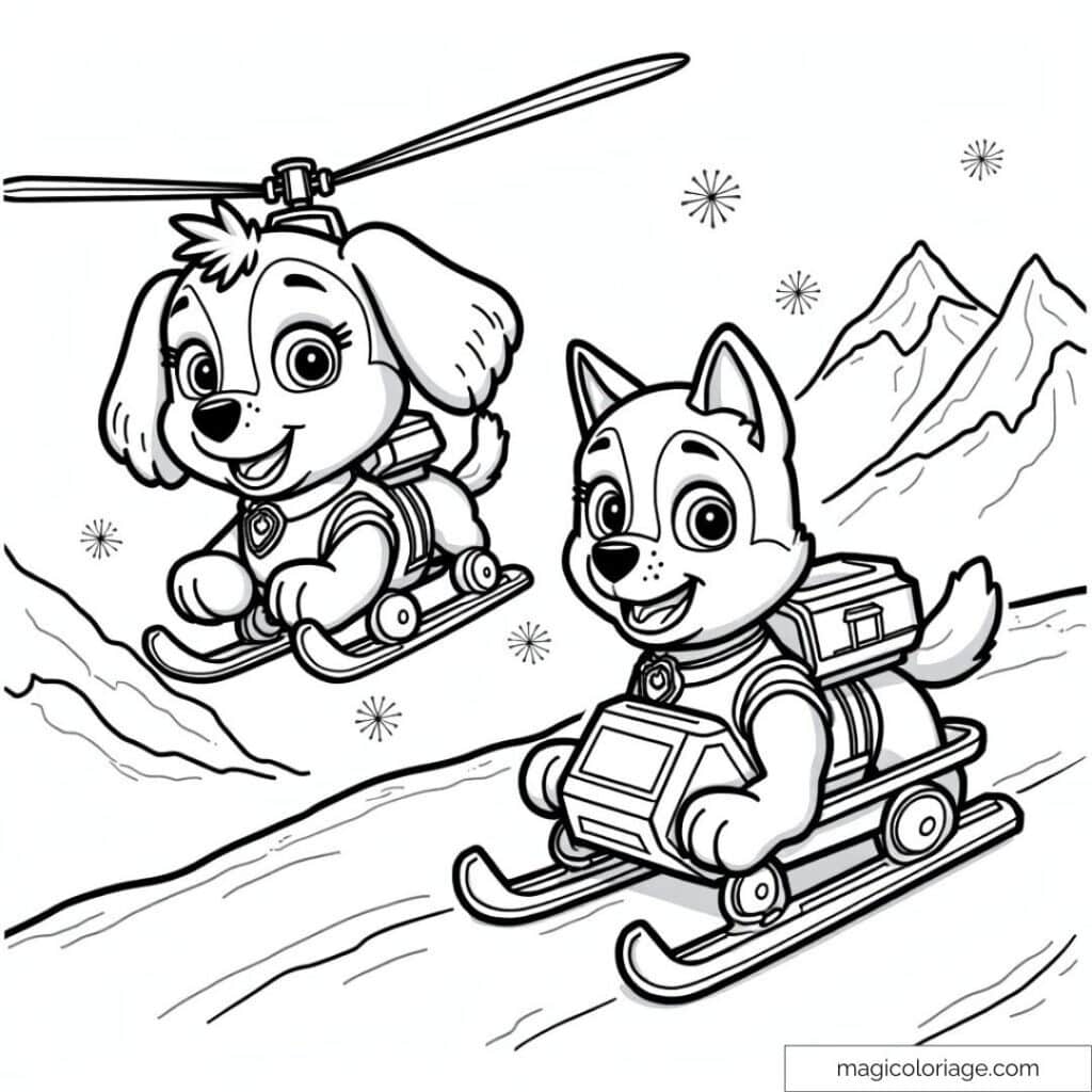 Skye and Everest Coloring Pages Templates