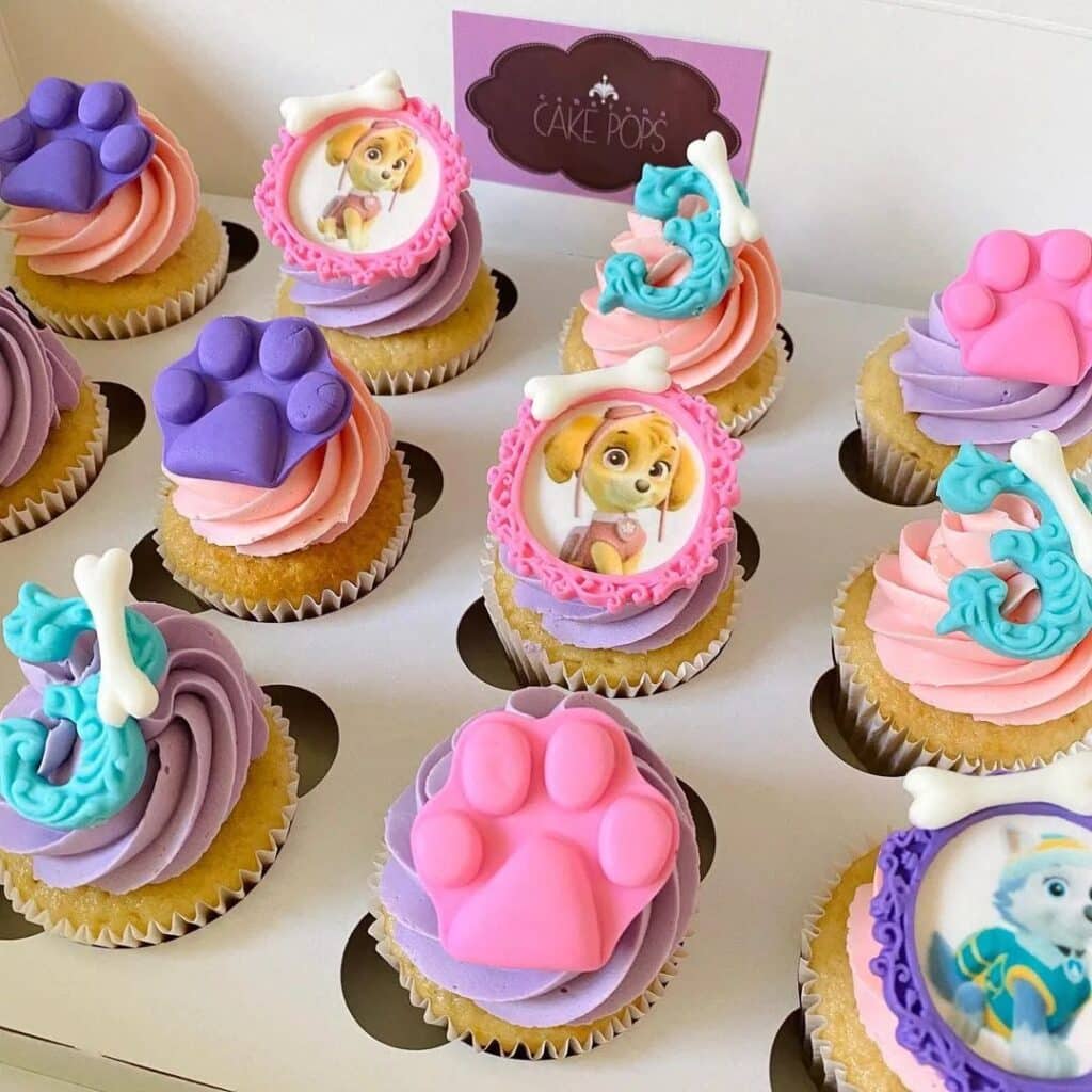 Pink and Purple Paw Patrol Skye and Everest Cupcake