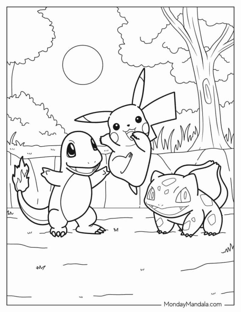 Charizard and Bulbasaur Pokemon Coloring Pages Templates