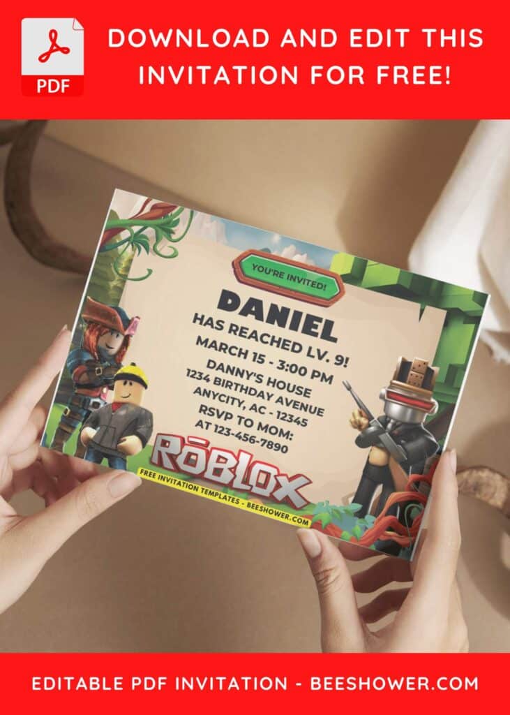 Roblox Kids Birthday Invitations