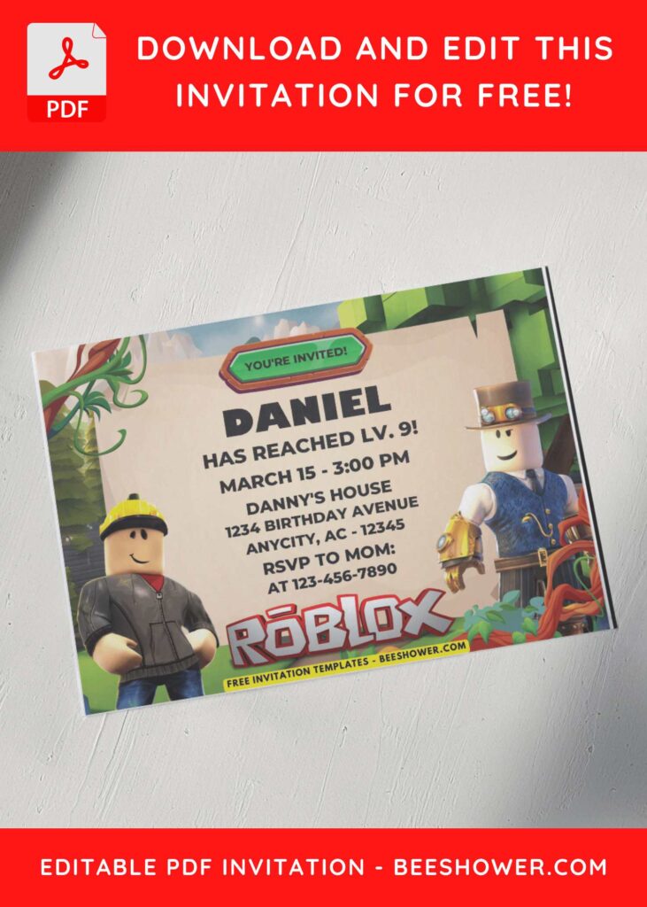 Roblox Game Birthday Invitations