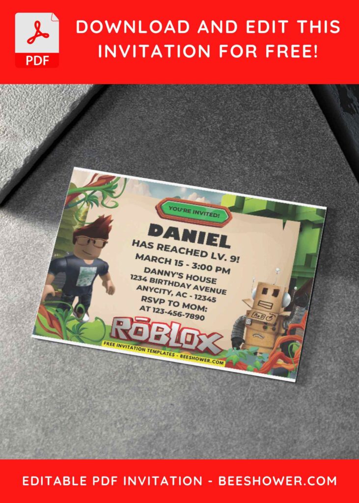 Roblox Birthday Invitations