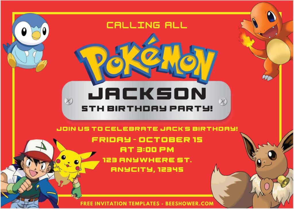 Pokemon Birthday Invitation