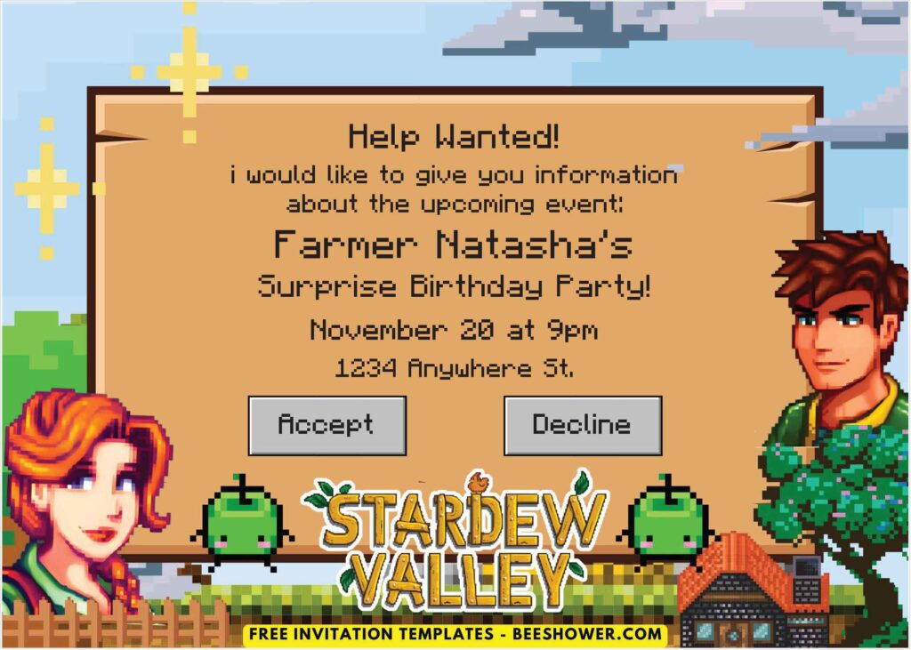 Stardew Valley Alex Birthday Invitations